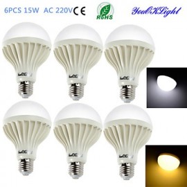 6 pièces E27 15 W 24 * SMD5630 1000LM blanc chaud/lumière blanche LED ampoules Globe à économie d'énergie (AC 220 V)