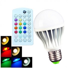 Ampoule Globe LED E26/E27/B22 9W 700LM, température de couleur réglable RGBW A60, télécommandée/contrôlée par la musique, 1 pièce