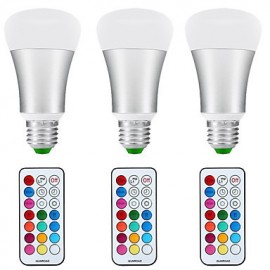 Ampoules LED E26/E27, 10W, couleur changeante, lumière du jour, blanc, 2 en 1, variable, avec télécommande, remplacement 60W, RGBW, 3 pièces