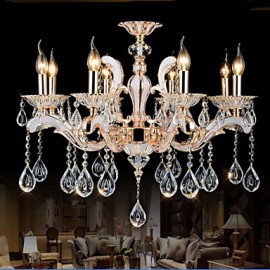 Style européen luxe bougie cristal pendentif salon chambre salle à manger lampes en alliage de Zinc 8