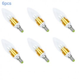 6 pièces 7W E14 650-700LM lumière de couleur chaude LED ampoule de bougie de Style bougie (85-265V)