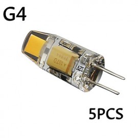 (Paquet de 5) Ampoules LED de remplacement pour ampoule halogène G4 1,5 W COB AC/DC 12 V, T4 équivalent à 20 W.