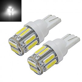 2 pièces T10 3W 10X7020SMD 210LM 6000-6500K lumière de voiture LED blanc froid (DC 12V)