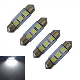 4 pièces Festoon 36mm 1W 3x5050SMD 60LM 6000-6500K lumière de lecture blanc froid LED lumière de voiture (DC 12V)