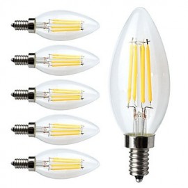 6 ampoules à filament LED 4W E12 C35 4 COB 380 lm blanc chaud (110 V-130 V) variateur