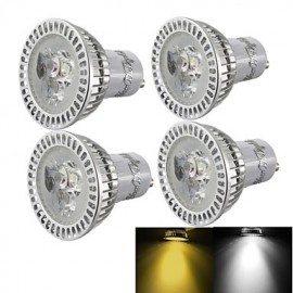 4 pièces GU10 3W 3-LED 300lm blanc chaud/blanc froid lumière projecteur LED à intensité variable (AC110 ~ 120 V/220-240 V/85-265 V)