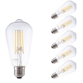 Ampoules à Filament LED 6W E27 ST58LF 4 COB 600 lm Blanc Chaud Intensité Variable / Décorative 6 pcs