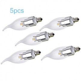 5 pièces 5W E14 450-500LM 6000-6500K couleur blanc froid LED ampoule de bougie de Style bougie (85-265V)