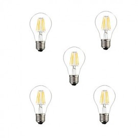 5 pièces A60 6W E27 500LM variable 360 degrés couleur blanc froid chaud LED Filament lumière