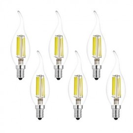 Ampoules à Filament LED 6W E14 CA35 6 COB 560 lm, blanc froid/blanc chaud (220V-240V), 6 pièces