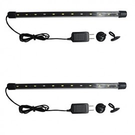 2 pièces 40CM 12 SMD 5730 8W Aquarium réservoir de poissons étanche bleu/blanc/rose barre lumineuse Submersible vers le bas lampe AC110V/220V