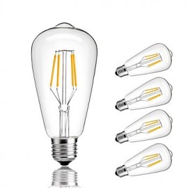 5 pièces ST64 4W E27 LED ampoules à Filament COB blanc chaud/froid décoratif Edison ampoule rétro Edison ampoules AC220-240V