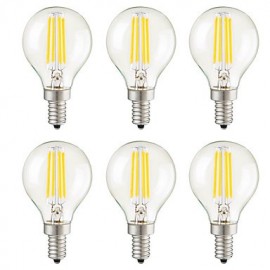 Ampoules LED à Filament 4W E14 E26/E27 E12 G45 4 COB 400 lm, blanc chaud, variable, décorative, AC 220-240, variable/ou variable, 6 pièces