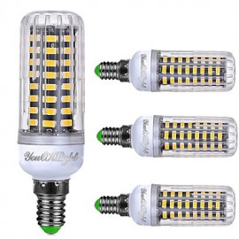 4 pièces E14 6W AC220-240V 72*5733 SMD LED contrôle IC Intelligent Cole blanc/blanc naturel/blanc chaud ampoule de maïs LED à intensité variable à trois segments