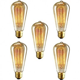 5 pièces ST64 E27 40W ampoule à incandescence Edison pour Restaurant Club café bars lumière (220-240V)