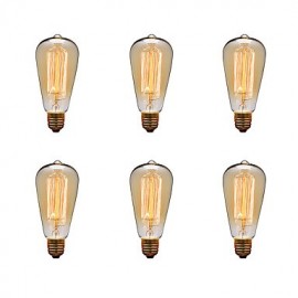 Ampoule Edison ST64 E27 40W, lampe rétro Vintage, ampoule à incandescence (220-240V), 6 pièces/lot