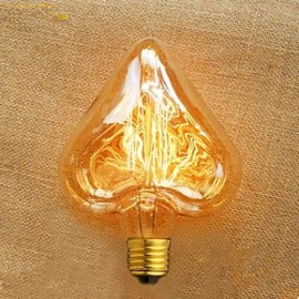 Ampoule Edison à fil droit en forme de cœur, 40 W, E27, 220 V