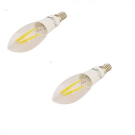 pièces E14 4W 4xCOB 320LM 3000K ampoules de bougie Edison blanc chaud lumière à Filament LED (85-265V)