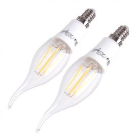 pièces E14 4W 4xCOB 320LM 3000K ampoules de bougie Edison blanc chaud lumière à Filament LED (85-265V)