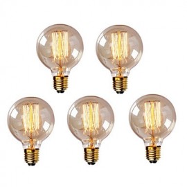 Ampoule Edison Vintage G95 E27 40W, lampe rétro à incandescence (220-240V), 5 pièces