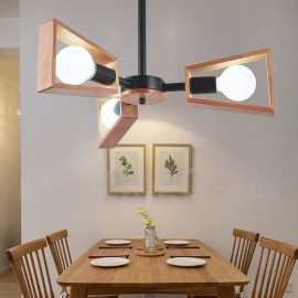 Lampe de lustre en bois à 3 lumières à un niveau, Style moderne/contemporain pour chambre à coucher, salle à manger, salon