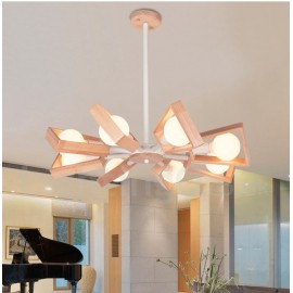 Lampe de lustre en bois à 8 lumières à un niveau, Style moderne/contemporain pour chambre à coucher, salle à manger, salon