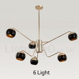 Lampe lustre en métal moderne/contemporain à 6 lumières à 2 niveaux avec abat-jour en verre pour salle à manger, lumière de salon