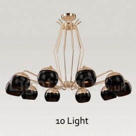 Lampe de lustre en métal moderne/contemporain à un niveau à 10 lumières avec abat-jour en verre pour salle à manger, lumière de salon