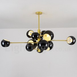 Lampe lustre noire moderne/contemporaine à 13 lumières pour salon, chambre à coucher et salle à manger