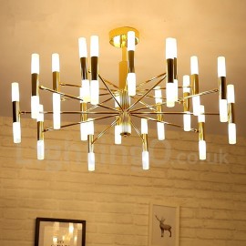 Lustre moderne/contemporain doré à 40 lumières à 2 niveaux, lampe LED pour salon, salle à manger et chambre à coucher