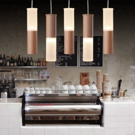 Lampe suspendue moderne/contemporaine à 5 lumières LED en bois pour salon, chambre à coucher, salle à manger et cuisine