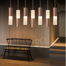 Lampe suspendue moderne/contemporaine à 7 lumières LED en bois pour salon, chambre à coucher, salle à manger et cuisine