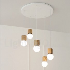 5 lumière bois rustique/Lodge salon chambre suspension pour salle d'étude/lampe de bureau