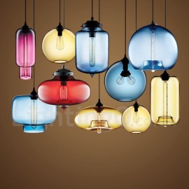 Lampe suspendue moderne/contemporaine en verre multicolore à 1 lumière, pour chambre à coucher, salle à manger, salle d'étude/lampe de bureau