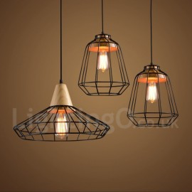 Lampe suspendue en bois et métal pour salle à manger de campagne, luminaire décoratif d'intérieur, idéal pour un salon, une chambre à coucher ou une cuisine