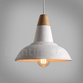 Lampe suspendue moderne/contemporaine à 1 lumière en bois et béton pour salle à manger, salon, chambre à coucher, lampe de cuisine