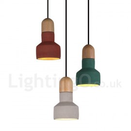 Lampe suspendue Vintage en béton et bois pour salle à manger, plusieurs couleurs, pour salle d'étude/lampe de bureau