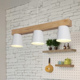 Lampe suspendue en bois moderne/contemporaine à 3 lumières, pour salle à manger, salon, chambre à coucher