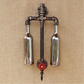 6W E27 BGB007 fer à repasser pour Restaurant à thème américain avec interrupteur tuyau d'eau bouteille de vin applique murale gris