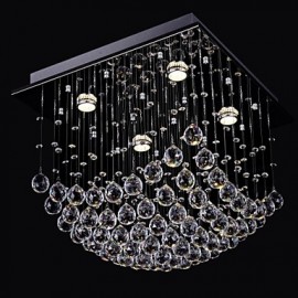 Lustre en cristal chinois élégant 4 lumières avec plafonnier