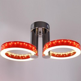 Lustre LED rouge en acrylique blanc chaud 36 W avec 2 lumières