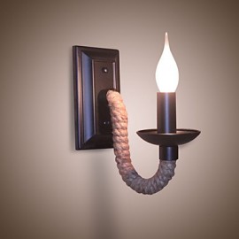 Lampe murale rétro en corde de chanvre, lampe à bougie en fer pour Bar de personnalité créative