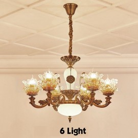 Lustres en métal intégrés à 6 lumières traditionnelles/classiques à LED pour salon, salle à manger et chambre à coucher