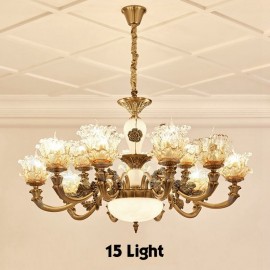 Lustres en métal intégrés à 15 lumières LED traditionnelles/classiques pour salon, salle à manger et chambre à coucher