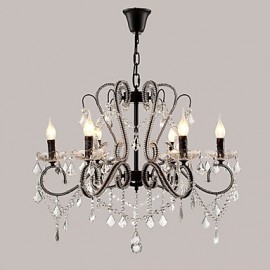 Lustre en cristal à 6 lumières, moderne/contemporain, traditionnel/classique, rustique/Lodge, peinture de campagne rétro vintage, caractéristique pour métal LED