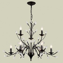 Lustre en cristal à 9 lumières, moderne/contemporain, traditionnel/classique, Vintage, rétro, peinture de campagne, caractéristique pour salon