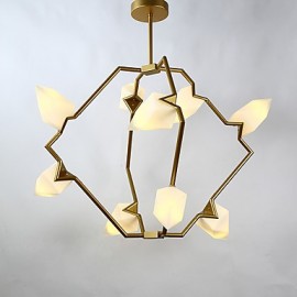 Lampe de lustre en métal moderne à neuf lumières avec lampe de pêche en verre pour la chambre à coucher/salle de cantine/bar/salle de café décorer la lampe à suspension