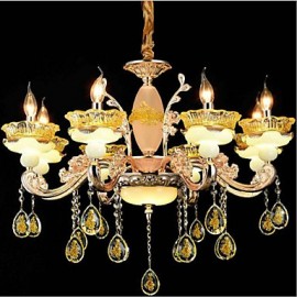 Caractéristique galvanisée traditionnelle/classique pour cristal de style mini en métal pour salon, chambre à coucher, salle à manger, couloir d'entrée, lustre à 8 ampoules.