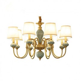 Lustre traditionnel/classique en laiton pour LED de style mini en métal pour salon, chambre à coucher, salle à manger, salle d'étude/bureau, 8 ampoules