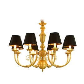 Lustre traditionnel/classique en laiton pour LED de style mini en métal pour salon, chambre à coucher, salle à manger, salle d'étude/bureau, 8 ampoules